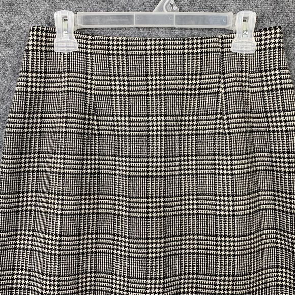 Savanna Wool Blend Pencil Skirt Sz 12 Career Windowpane Houndstooth Plaid Lined - Picture 3 of 10